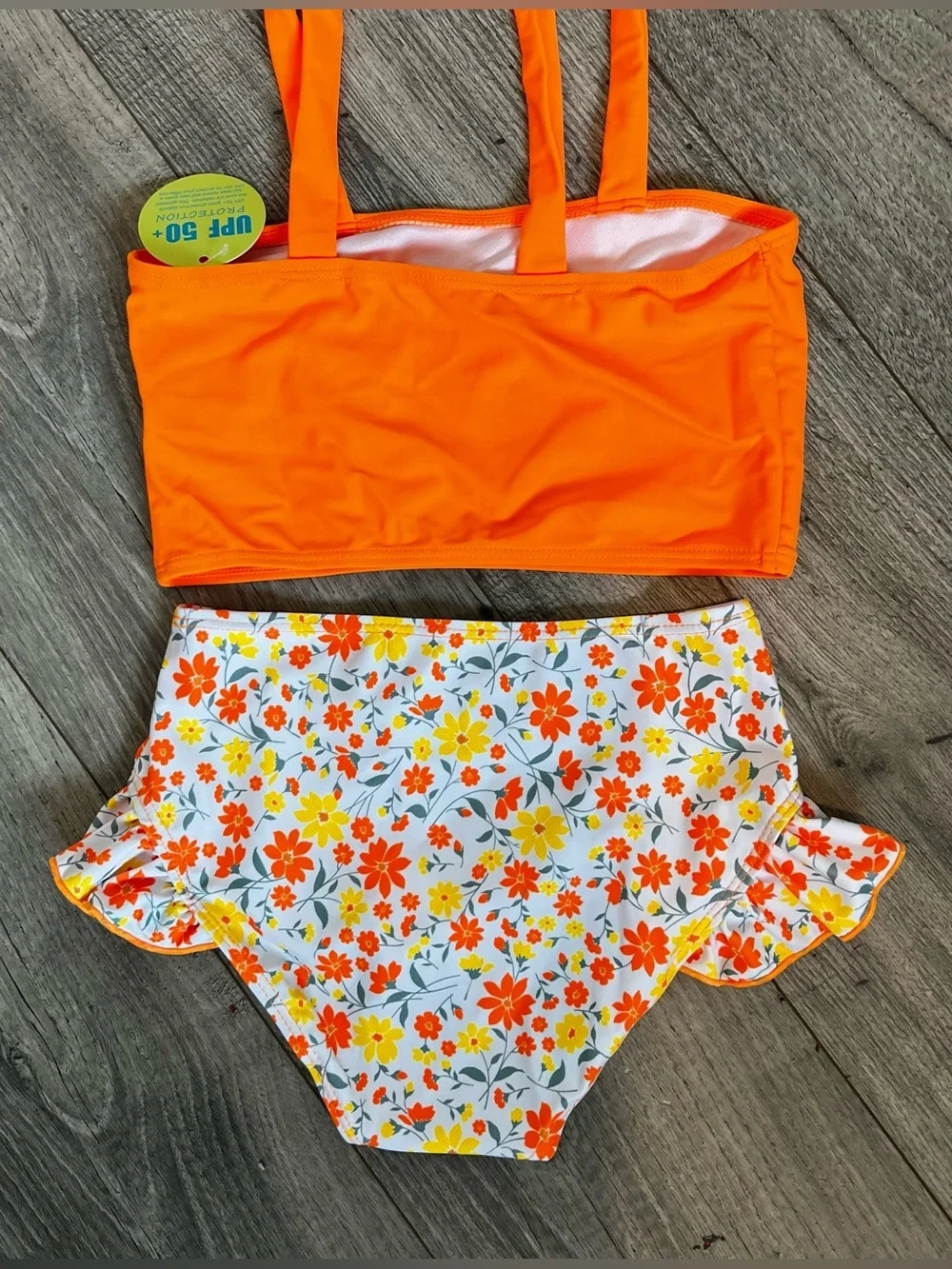 NWT Happy Town Toddler Orange Floral Two Piece Swimsuit-5T/6T